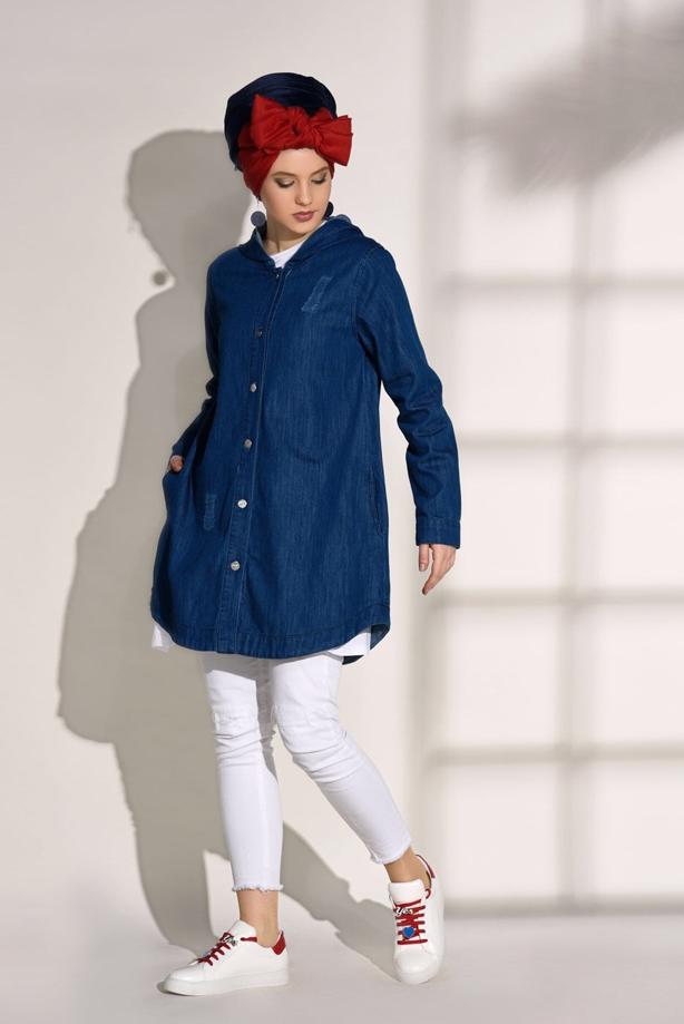 Tesettür giyim  T 8226 Magazin-Denim Ceket - TRENDTESETTÜR