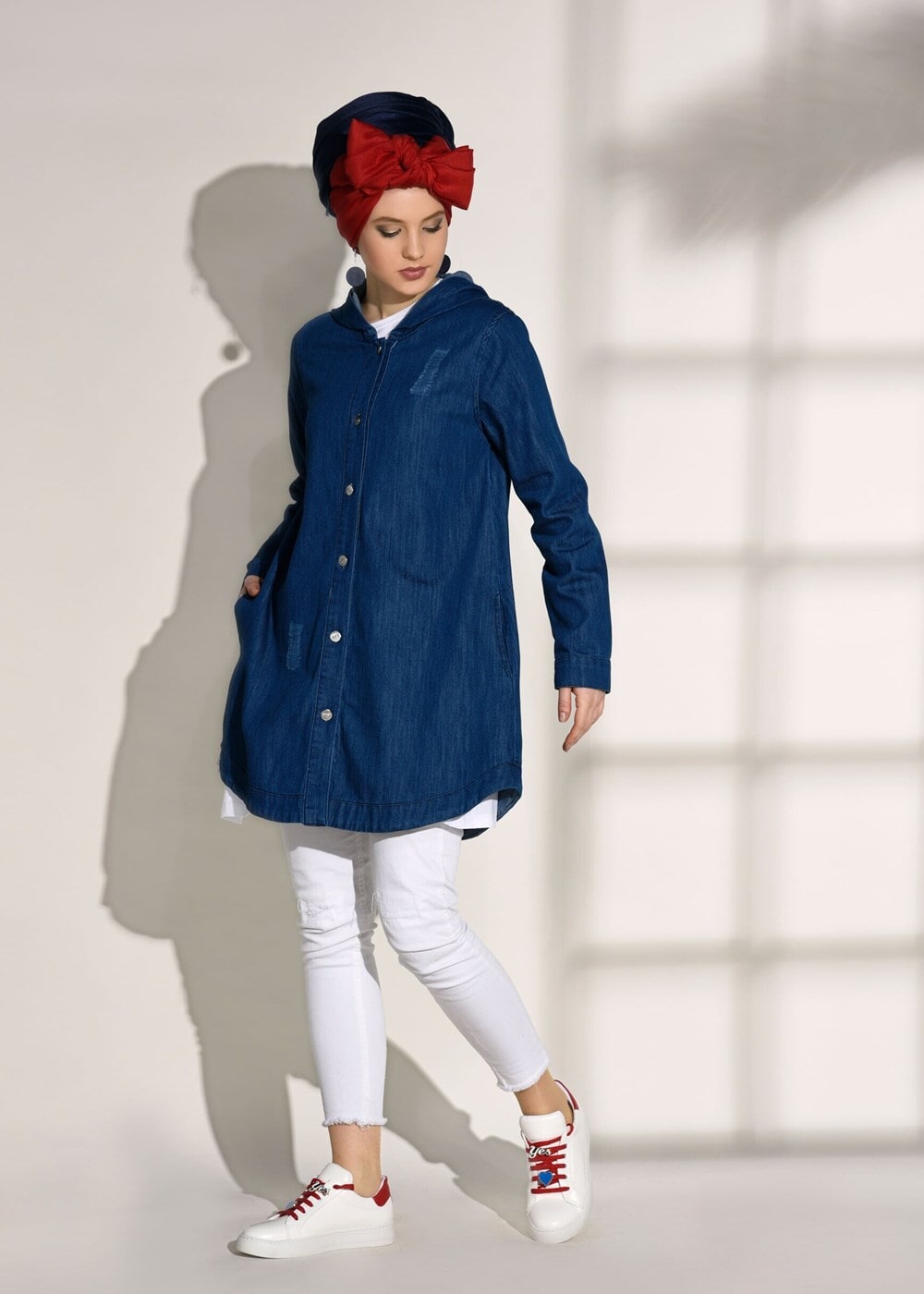 Tesettür giyim LACİVERT T 8226 Magazin-Denim Ceket