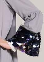 Tesettür giyim GRİ KOLLARI BÜZGÜ DETAYLI PUL PAYETLİ CEKET 9658 