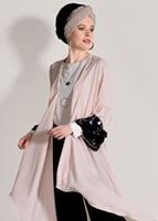 Tesettür giyim PUDRA KOLLARI BÜZGÜ DETAYLI PUL PAYETLİ CEKET 9658 