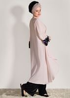 Tesettür giyim PUDRA KOLLARI BÜZGÜ DETAYLI PUL PAYETLİ CEKET 9658 