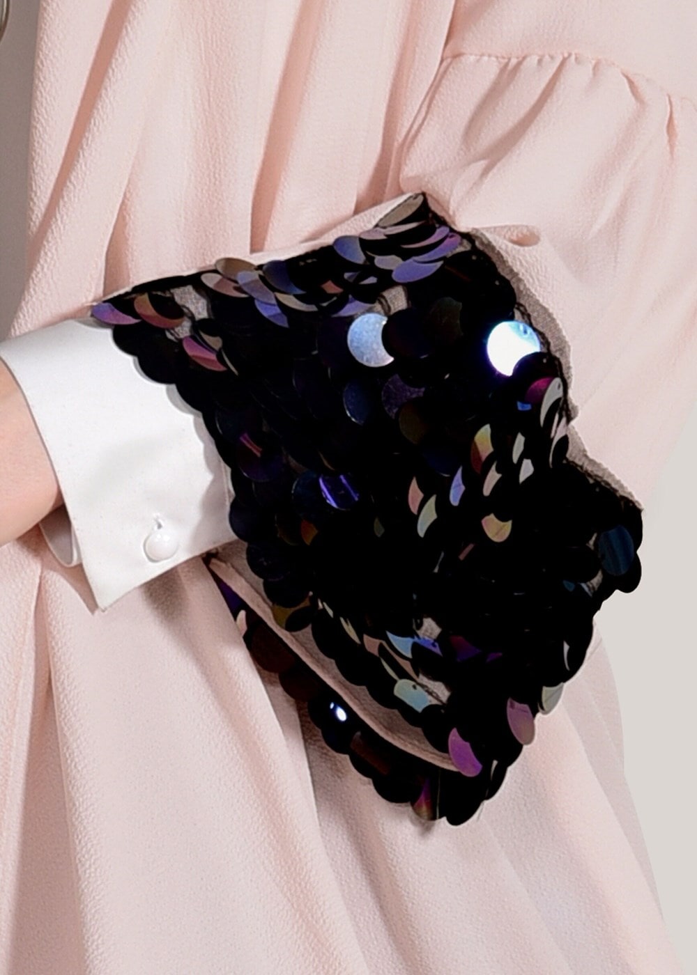 Tesettür giyim PUDRA KOLLARI BÜZGÜ DETAYLI PUL PAYETLİ CEKET 9658 