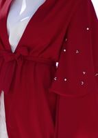 Tesettür giyim KIRMIZI T 9775 Asmiray-Fırfır Detaylı Salaş Ceket