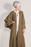 Tesettür giyim SARI T 9775 Asmiray-Fırfır Detaylı Salaş Ceket