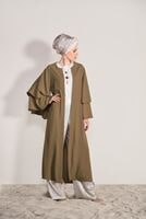 Tesettür giyim SARI T 9775 Asmiray-Fırfır Detaylı Salaş Ceket