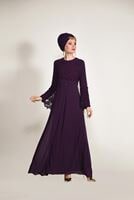 Tesettür giyim MÜRDÜM GÜPÜR DETAYLI ELBİSE 07625 