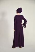 Tesettür giyim MÜRDÜM GÜPÜR DETAYLI ELBİSE 07625 