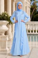 Hijab-Kleidung BLAU CHIFFON ABENDKLEID T 43625