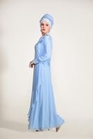 Vêtements hijab BLEU  ROBE DE SOIRÉE MOUSSELINE 43625