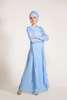 Vêtements hijab BLEU  ROBE DE SOIRÉE MOUSSELINE 43625