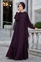 Vêtements hijab PRUNE ROBE DE SOIRÉE EN MOUSSELINE DE SOIE T 43625
