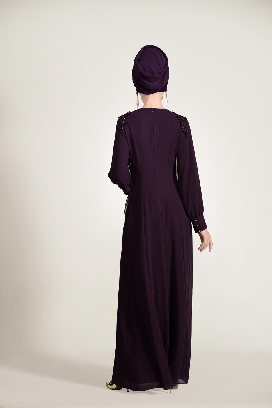Vêtements hijab PRUNE  ROBE DE SOIRÉE MOUSSELINE 43625