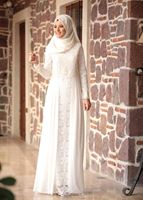 Tesettür giyim KREM HAKİM YAKA GÜPÜRLÜ ABİYE ELBİSE