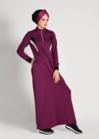 Tesettür giyim BORDO FERMUAR DETAYLI SPOR KESİM EŞOFMAN ELBİSE 2128