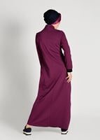 Tesettür giyim BORDO FERMUAR DETAYLI SPOR KESİM EŞOFMAN ELBİSE 2128