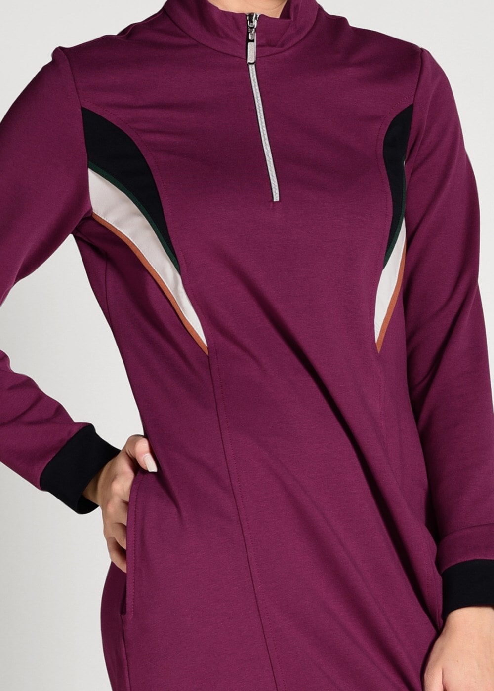 Tesettür giyim BORDO FERMUAR DETAYLI SPOR KESİM EŞOFMAN ELBİSE 2128