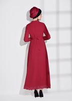 Tesettür giyim KIRMIZI DANTEL DETAYLI ELBİSE 2185 