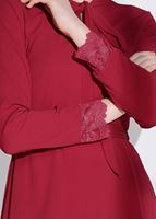 Tesettür giyim KIRMIZI DANTEL DETAYLI ELBİSE 2185 