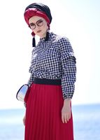 Vêtements hijab ROUGE JUPE DÉTAIL PLIS 3229