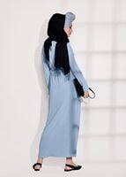 Tesettür giyim MAVİ SİMLİ KUMAŞ ELBİSE 3475