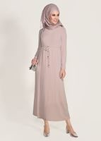 Tesettür giyim PUDRA SİMLİ KUMAŞ ELBİSE 3475