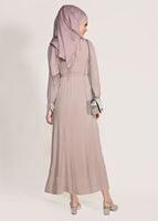 Tesettür giyim PUDRA SİMLİ KUMAŞ ELBİSE 3475