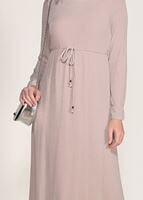 Tesettür giyim PUDRA SİMLİ KUMAŞ ELBİSE 3475