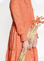 Tesettür giyim TURUNCU T 3975 Asmiray-Puanlı Varaklı Elbise