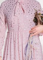 Tesettür giyim PUDRA T 3975 Asmiray-Puanlı Varaklı Elbise