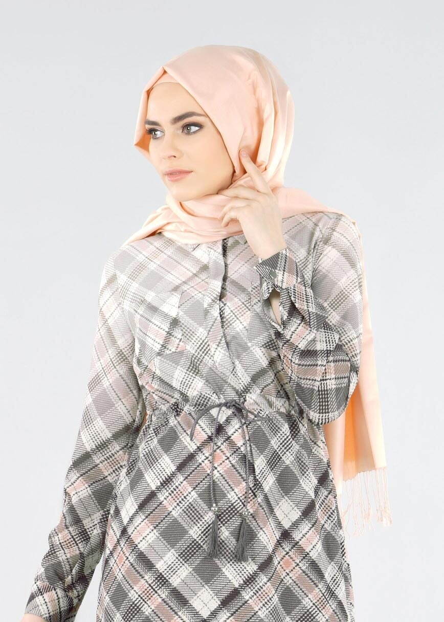 Tesettür giyim GRİ T 4253 Kobe 301026 Tesettür Elbise-Alv Fashion