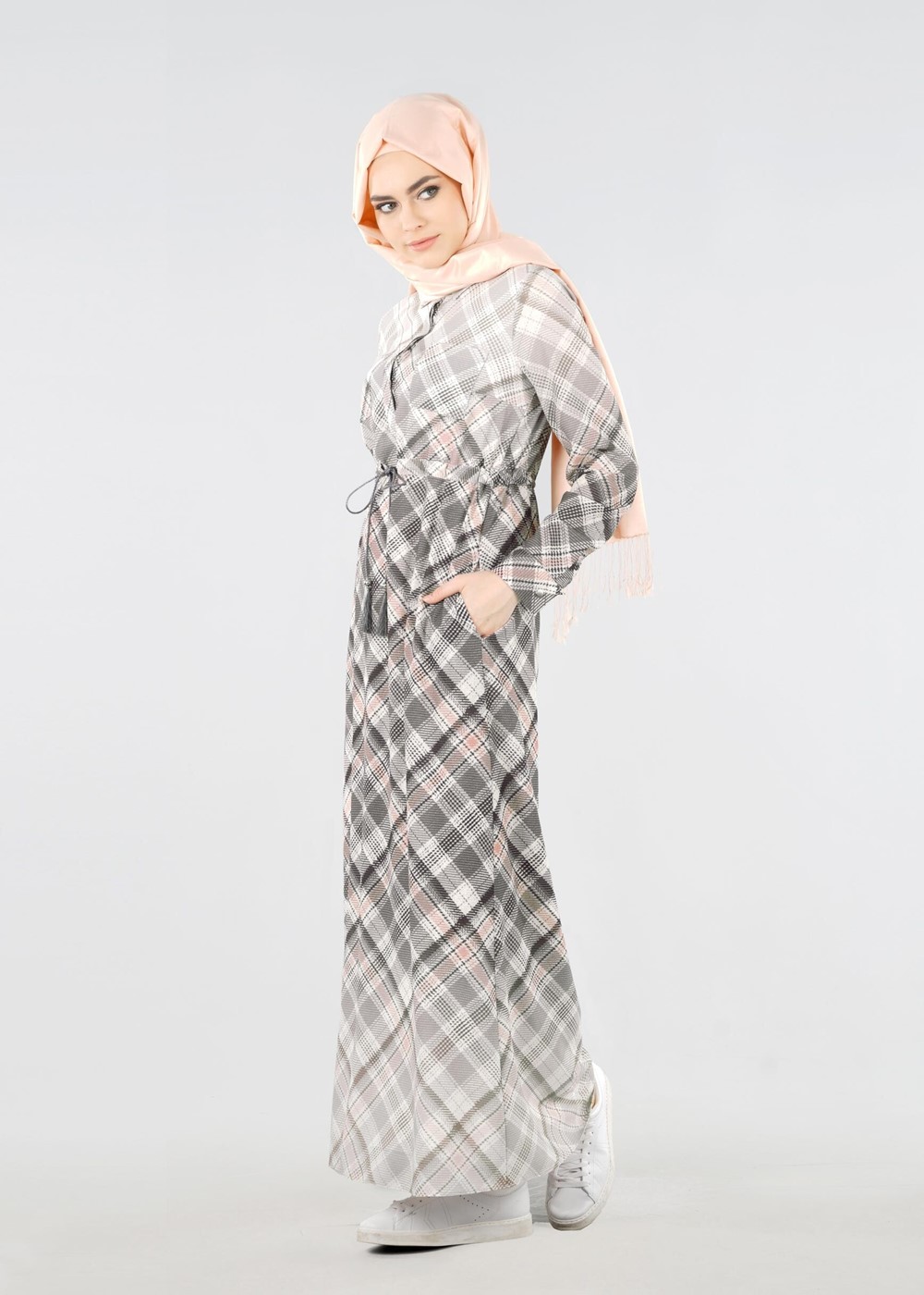 Tesettür giyim GRİ T 4253 Kobe 301026 Tesettür Elbise-Alv Fashion