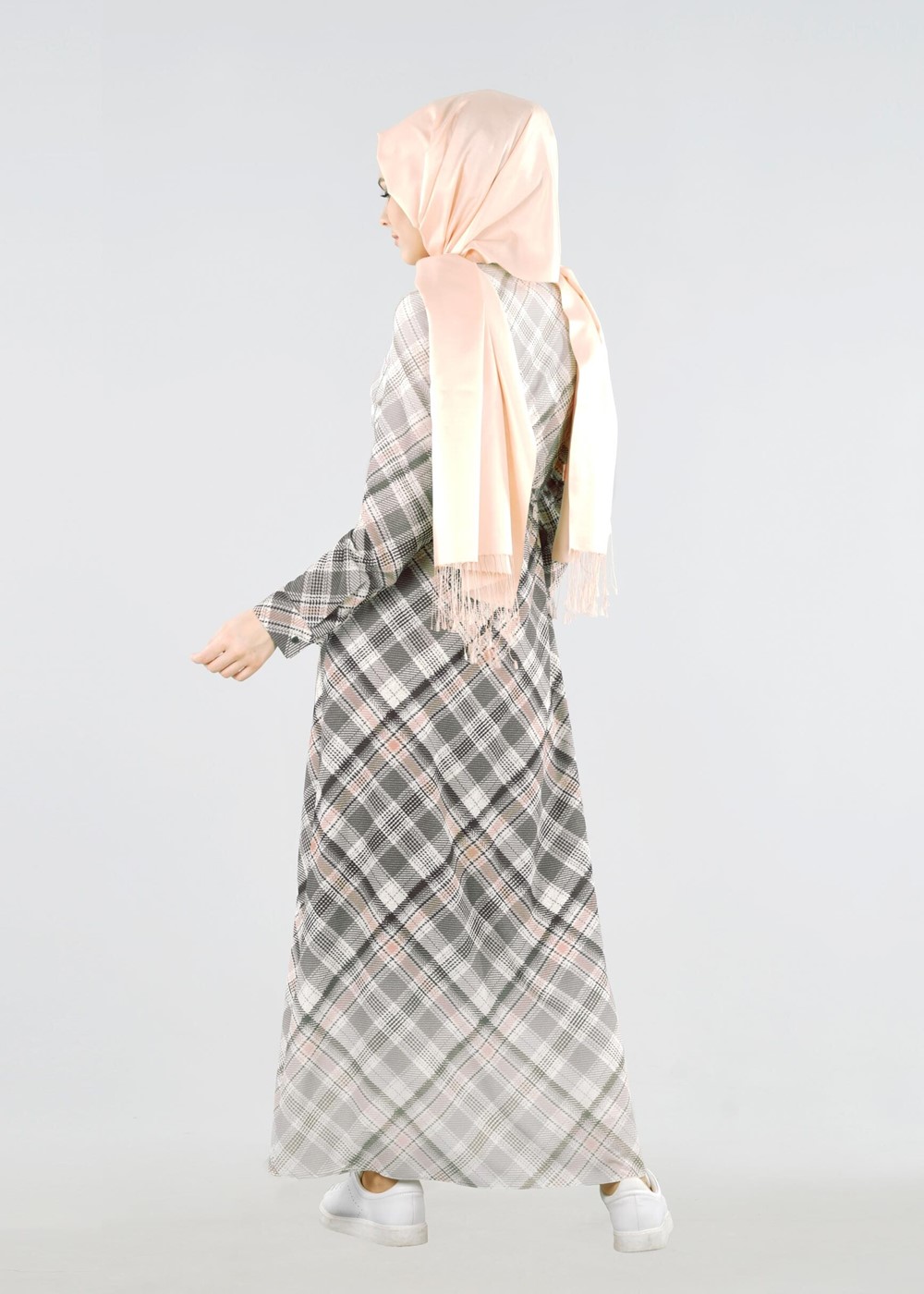 Tesettür giyim GRİ T 4253 Kobe 301026 Tesettür Elbise-Alv Fashion