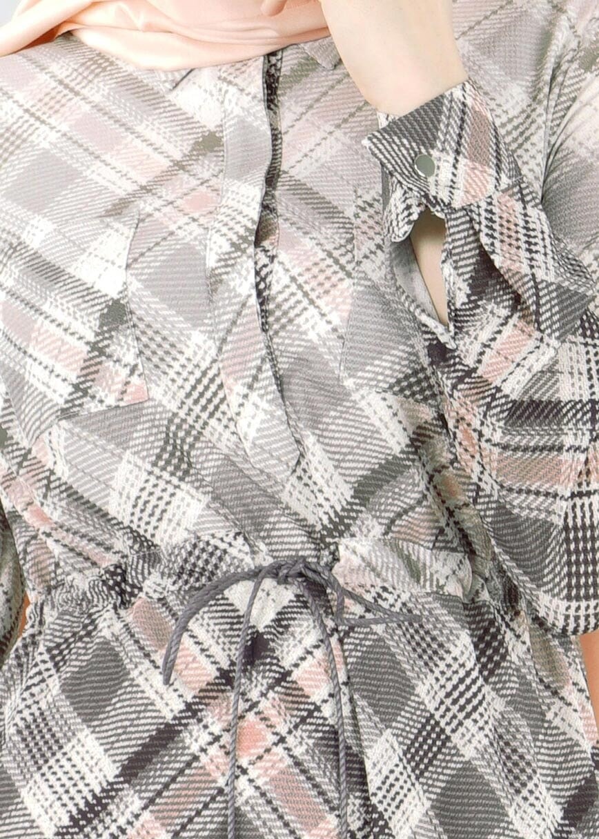 Tesettür giyim GRİ T 4253 Kobe 301026 Tesettür Elbise-Alv Fashion