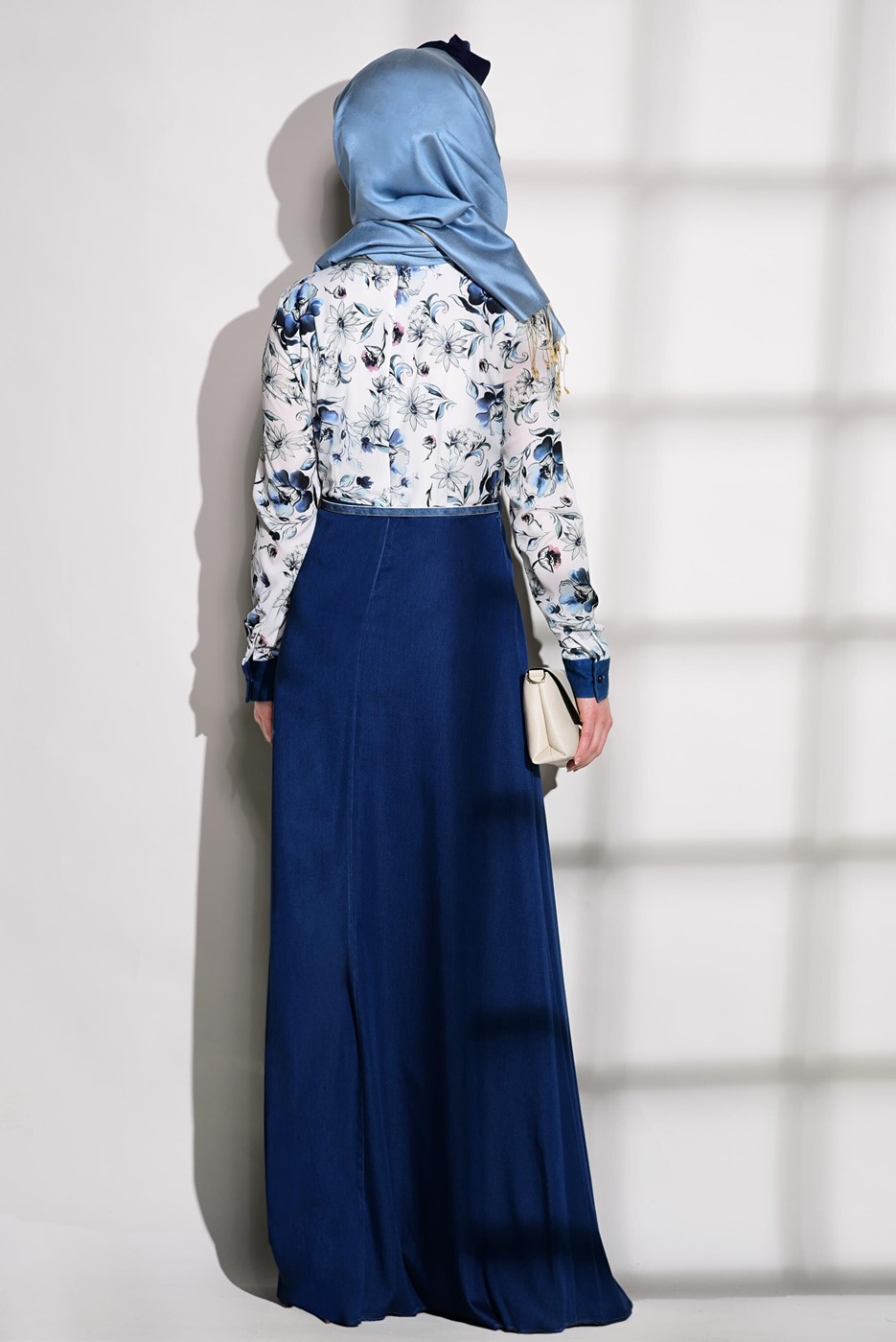 Tesettür giyim LACİVERT T 4287 Burble 7618 Elbise-Alv Fashion