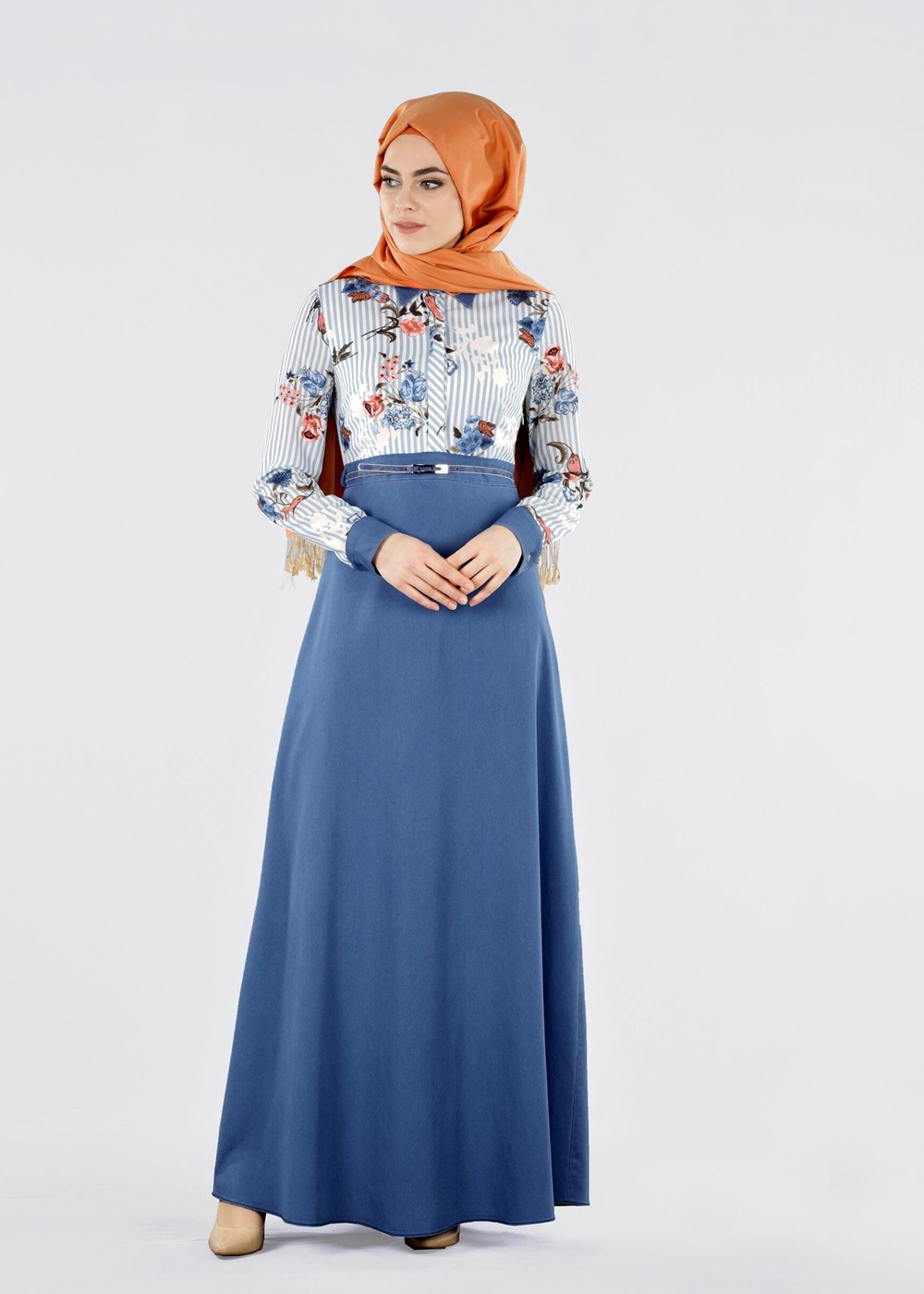 Tesettür giyim MAVİ T 4291 Kobe 301010 Elbise-Alv Fashion