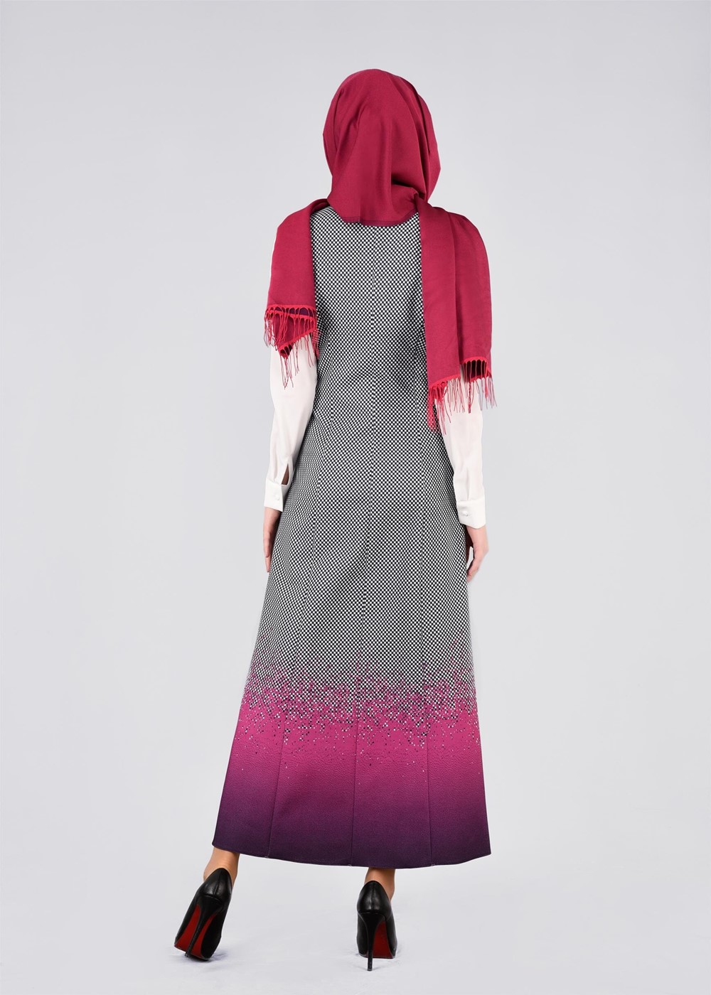 Tesettür giyim FUŞYA T 4370 Power 2246 2&prime;li Elbise-Alv Fashion