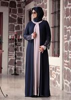 Vêtements hijab BLEU MARINE ROBE DÉTAIL DENTELLE T 4803