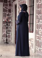 Vêtements hijab BLEU MARINE ROBE DÉTAIL DENTELLE T 4803