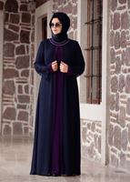 Hijab clothing NAVY BLUE LACE DETAIL DRESS T 4803