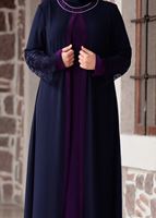 Hijab clothing NAVY BLUE LACE DETAIL DRESS T 4803