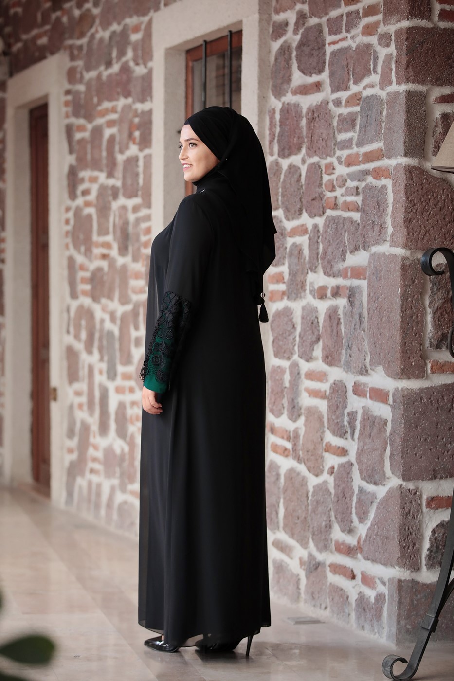 Hijab clothing BLACK LACE DETAIL DRESS T 4803 