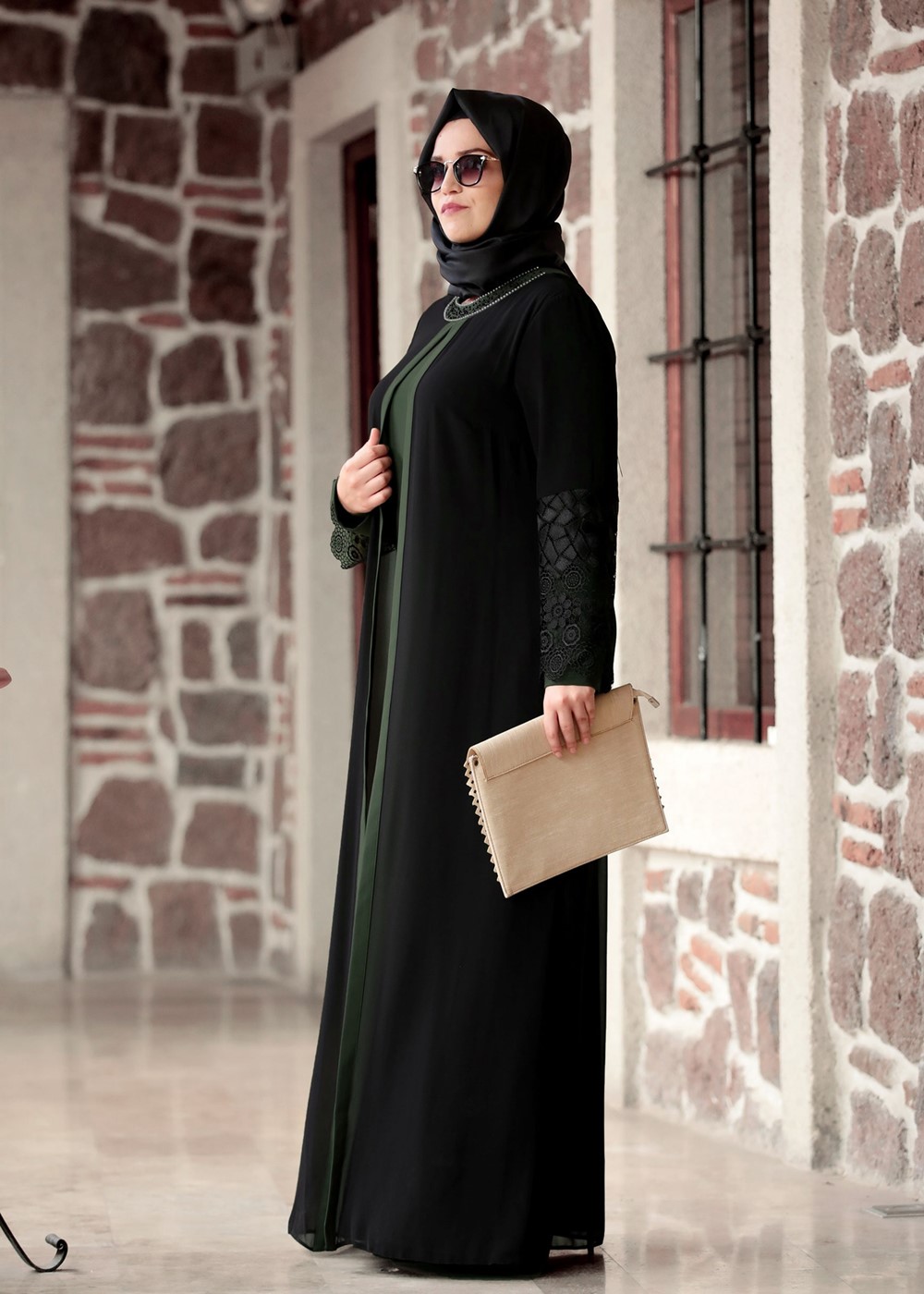 Hijab clothing BLACK LACE DETAIL DRESS T 4803 