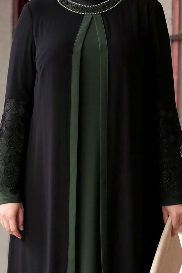 Tesettür giyim  T 4803 Amine Hüma- Dantel Detaylı Elbise - TRENDTESETTÜR