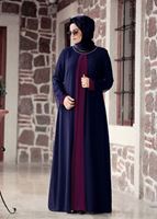 Vêtements hijab BLEU MARINE ROBE DÉTAIL DENTELLE T 4803