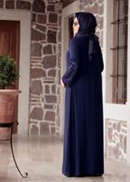 Vêtements hijab BLEU MARINE ROBE DÉTAIL DENTELLE T 4803