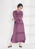 Tesettür giyim PEMBE T 5365 Asmiray-Fırfır Detaylı Elbise