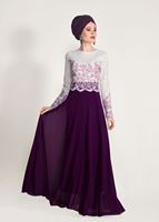 Tesettür giyim MÜRDÜM GÜPÜR İŞLEMELİ ABİYE ELBİSE 5610