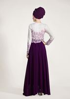 Tesettür giyim MÜRDÜM GÜPÜR İŞLEMELİ ABİYE ELBİSE 5610