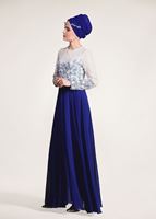 Tesettür giyim LACİVERT GÜPÜR İŞLEMELİ ABİYE ELBİSE 5610