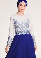 Tesettür giyim LACİVERT GÜPÜR İŞLEMELİ ABİYE ELBİSE 5610